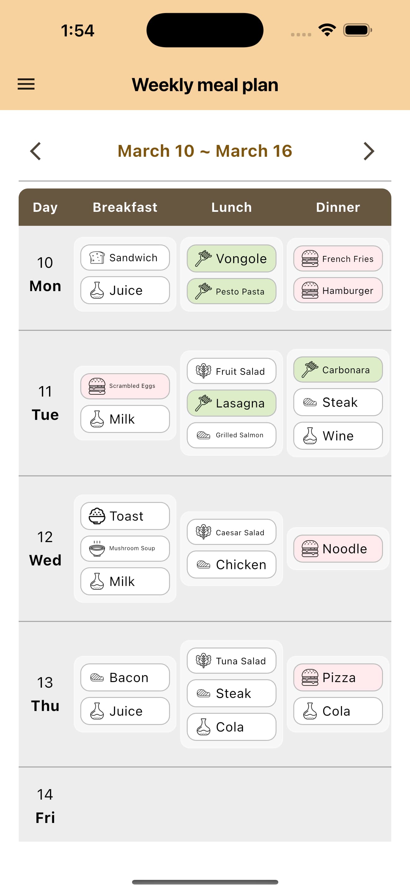 Weekly Meal Plan