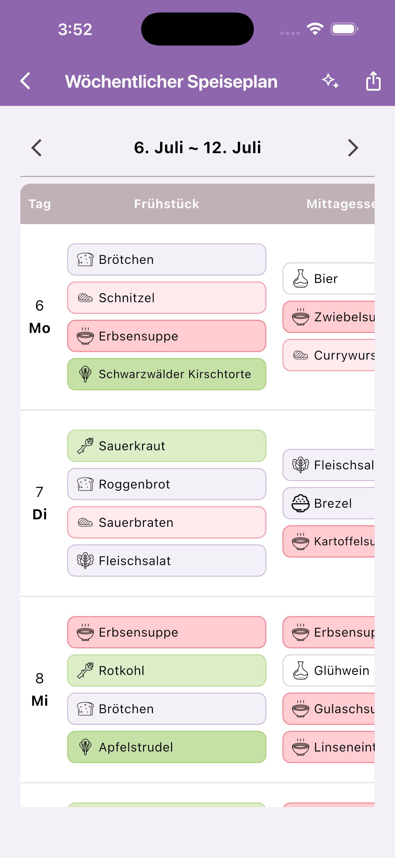 Wochenplan