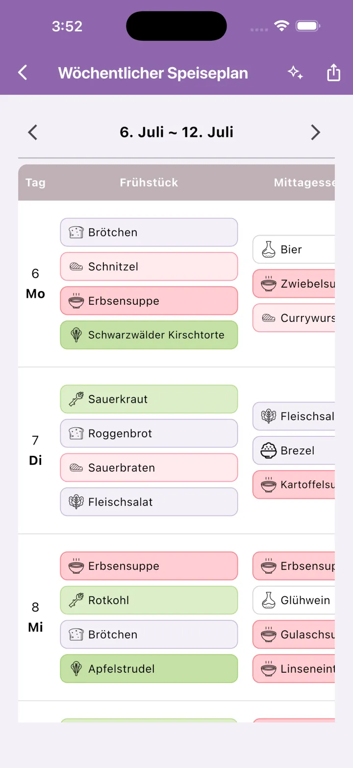 Wochenplan