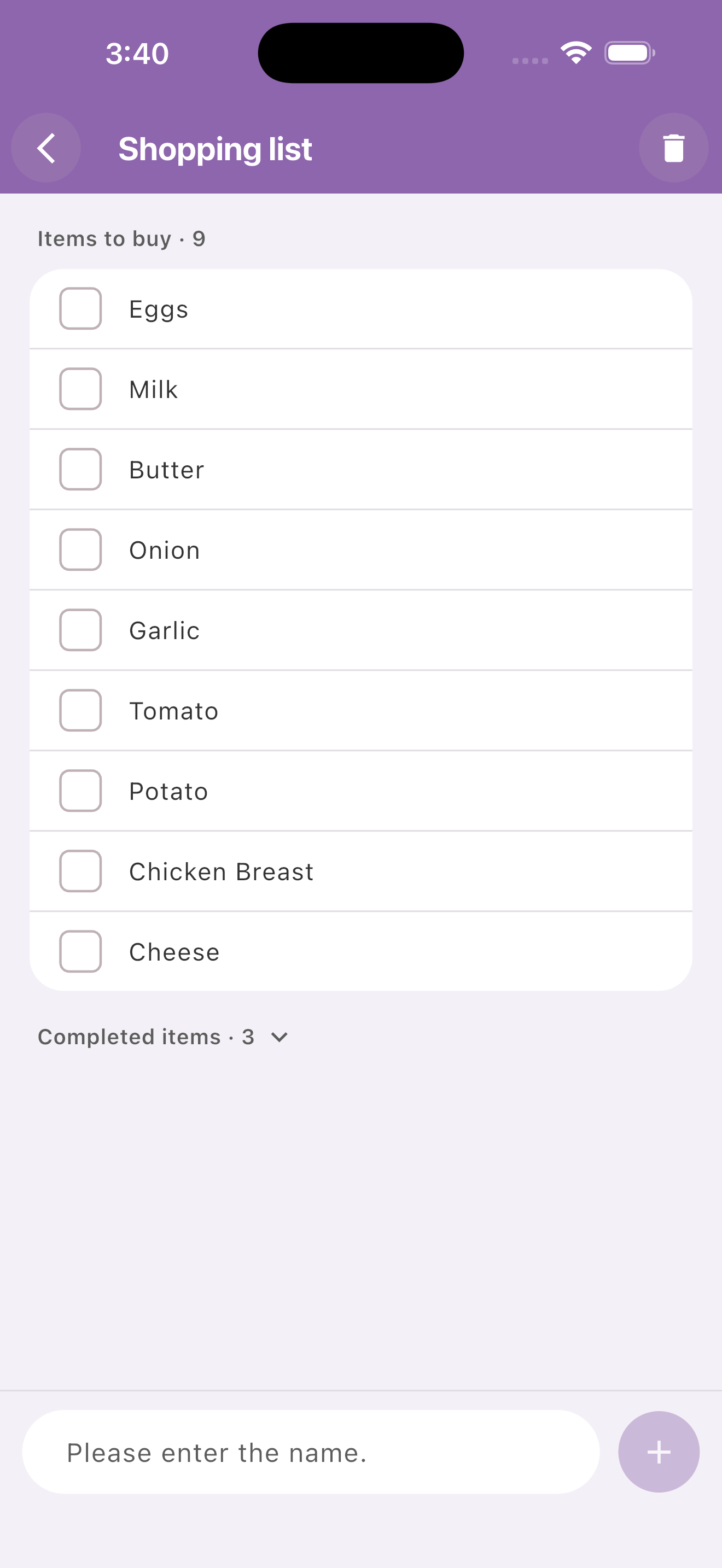 Shopping List